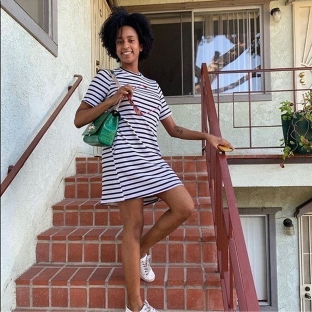 Reformation Ribbed Stripe Shirt Dress Size S